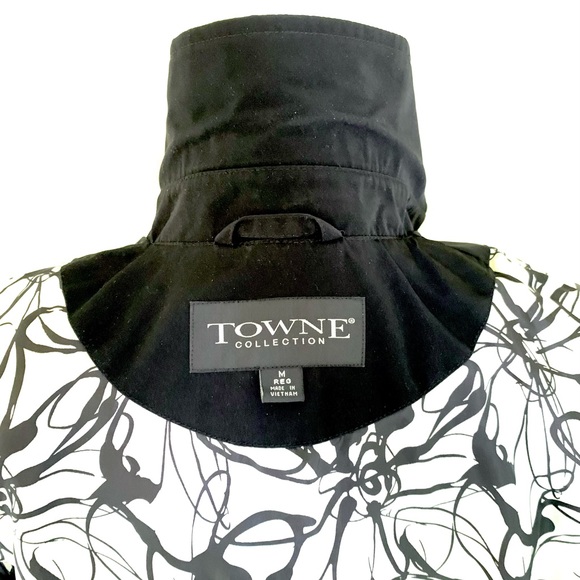 London Fog Towne Collection Black Trench Coat with Floral Lining, Women's Medium - Picture 8 of 8